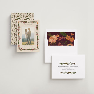 This is a harvest foil stamped save the date cards with foil pressed by Susan Moyal called harmony printing on recycled smooth signature in standard