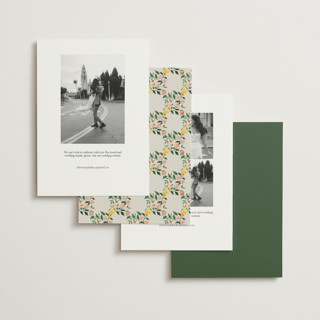 This is a garden foil stamped save the date cards with foil pressed by Elly called garden feast printing on signature in standard