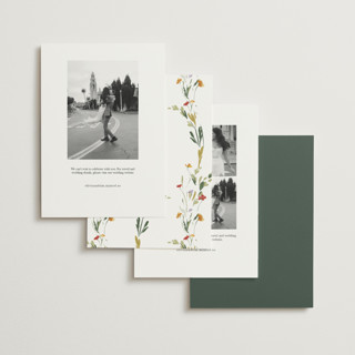 This is a garden green foil stamped save the date cards with foil pressed by Lucrecia Caporale called coastal bloom printing on recycled smooth signature in standard