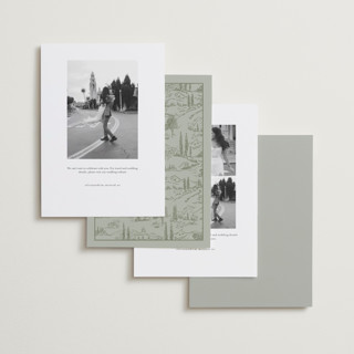 This is a sage foil stamped save the date cards with foil pressed by Lucrecia Caporale called country elegance printing on recycled smooth signature in standard