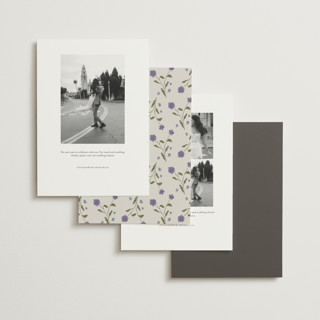 This is a petal foil stamped save the date cards with foil pressed by Nicoletta Savod called parisian garden printing on recycled smooth signature in standard