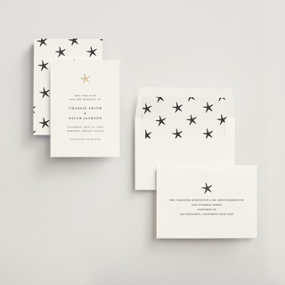 This is a pearl foil stamped save the date cards with foil pressed by Pippa Shaw called lobster printing on signature in standard