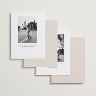 This is a sand foil stamped save the date cards with foil pressed by Hannah Bowman called simple seashell printing on recycled smooth signature in standard