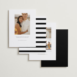 This is a cotton foil stamped save the date cards with foil pressed by Stacey Meacham called can't wait printing on recycled smooth signature in standard
