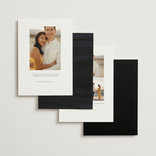 This is a midnight foil stamped save the date cards with foil pressed by Nicole Walsh called wrapped printing on recycled smooth signature in standard