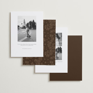 This is a chocolate foil stamped save the date cards with foil pressed by Paola Benenati called blooming path printing on recycled smooth signature in standard