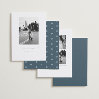 This is a lagoon foil stamped save the date cards with foil pressed by Deynaaz Daraei called ahlum printing on recycled smooth signature in standard