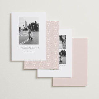 This is a blush foil stamped save the date cards with foil pressed by Laura Hamm called tropical getaway printing on recycled smooth signature in standard