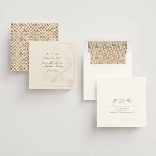 This is a sand foil stamped save the date cards with foil pressed by Pati Cascino called puglia printing on signature in square