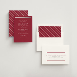 This is a ruby foil stamped save the date cards with foil pressed by Nicole Walsh called regal printing on signature in 5x7