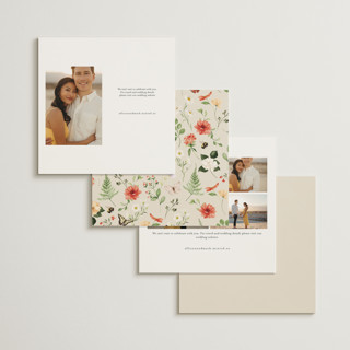 This is a linen foil stamped save the date cards with foil pressed by Sarah Knight called fleur printing on signature in square