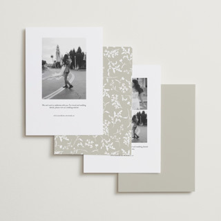 This is a noir foil stamped save the date cards with foil pressed by Jennifer Postorino called layered printing on recycled smooth signature in standard