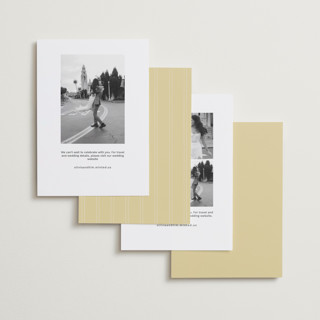 This is a butter foil stamped save the date cards with foil pressed by Ani Somi called finer things printing on recycled smooth signature in standard