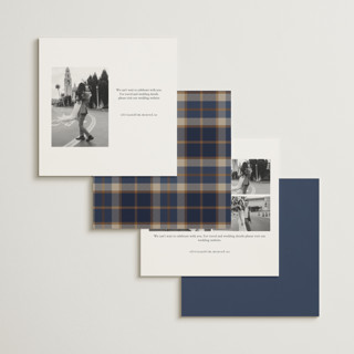 This is a midnight foil stamped save the date cards with foil pressed by Sam Dubeau called equestrian printing on signature in standard