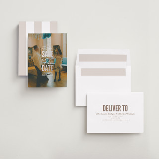 This is a lily foil stamped save the date cards with foil pressed by Owl and Toad called full page printing on signature in standard
