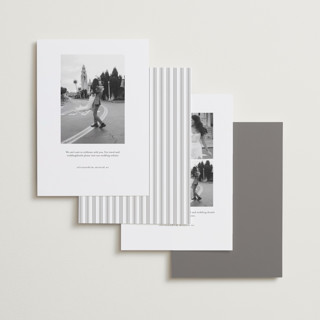 This is a cobblestone foil stamped save the date cards with foil pressed by Emily Betts called lines printing on recycled smooth signature in standard