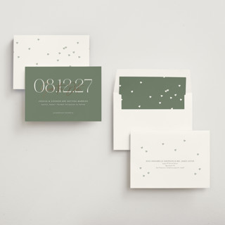 This is a meadow foil stamped save the date cards with foil pressed by Jennifer Postorino called foil overlay printing on signature in standard