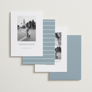 This is a slate blue foil stamped save the date cards with foil pressed by Nicole Walsh called shimmer printing on recycled smooth signature in standard