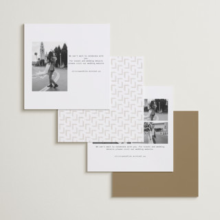 This is a pearl foil stamped save the date cards with foil pressed by Ana Sharpe called our snapshot printing on recycled smooth signature in standard