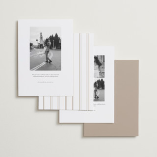 This is a pearl foil stamped save the date cards with foil pressed by Melanie Kosuge called mulholland printing on recycled smooth signature in standard