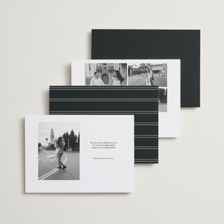 This is a charcoal foil stamped save the date cards with foil pressed by Stacey Meacham called subtle elegance printing on recycled smooth signature in standard
