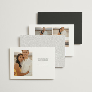 This is a noir foil stamped save the date cards with foil pressed by Eric Clegg called brush script printing on signature in standard