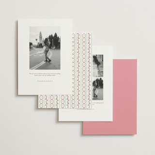 This is a peony foil stamped save the date cards with foil pressed by Susan Moyal called embrace printing on recycled smooth signature in standard