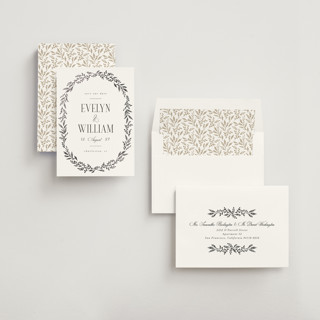 This is a snow foil stamped save the date cards with foil pressed by Laura Hankins called wildflora printing on signature in standard
