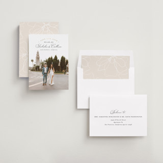 This is a onyx foil stamped save the date cards with foil pressed by Erica Krystek called arched type printing on recycled smooth signature in standard