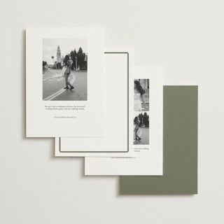 This is a moss foil stamped save the date cards with foil pressed by Megan Davis called bevel printing on signature in standard