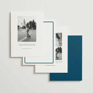 This is a cerulean foil stamped save the date cards with foil pressed by Megan Davis called bevel printing on signature in standard