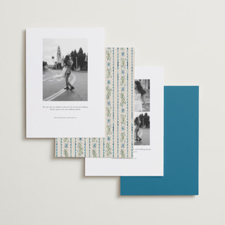 This is a blue jay foil stamped save the date cards with foil pressed by Paper Sun Studio called gift printing on recycled smooth signature in standard