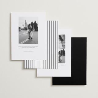 This is a snow foil stamped save the date cards with foil pressed by Baumbirdy called stripes printing on recycled smooth signature in standard