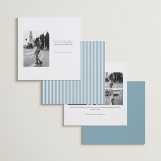 This is a sky foil stamped save the date cards with foil pressed by Lucrecia Caporale called striped frame printing on recycled smooth signature in standard