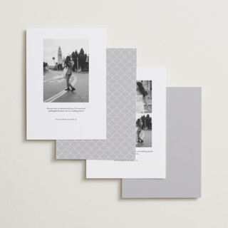 This is a pearl foil stamped save the date cards with foil pressed by Chryssi Tsoupanarias called swirling printing on recycled smooth signature in standard