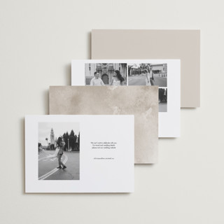 This is a quartz foil stamped save the date cards with foil pressed by Design Lotus called sway printing on recycled smooth signature in standard