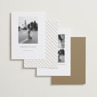 This is a spun sugar foil stamped save the date cards with foil pressed by Jessica Williams called dulcet printing on recycled smooth signature in standard
