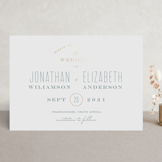 Formal Plain Foil Pressed Save The Date Cards By Phrosne Ras Minted Formal Plain Foil Pressed Save The Date Cards In Dove By Phrosne