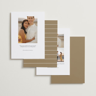 This is a latte foil stamped save the date cards with foil pressed by Rebecca Durflinger called contempo frame printing on recycled smooth signature in standard