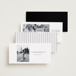 This is a snow foil stamped save the date cards with foil pressed by Sarah Brown called traditionally printing on recycled smooth signature in tall