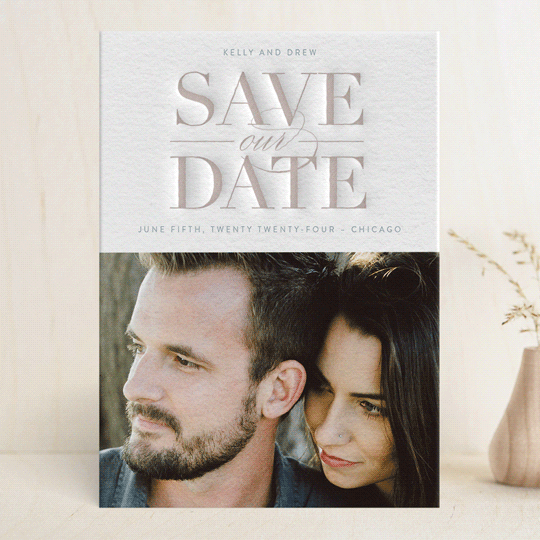 Simply Stated Letterpress Photo Save the Date Cards by Eric Clegg Minted
