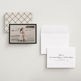 This is a raven petite save the dates with standard by chocomocacino called krytharaki printing on recycled smooth signature in petite