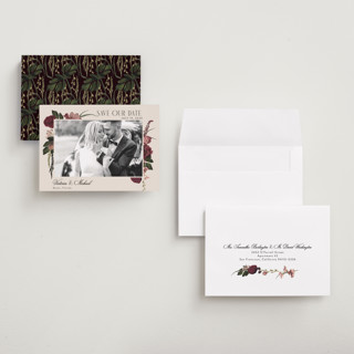 This is a merlota petite save the dates with standard by Susan Moyal called romantics printing on recycled smooth signature in petite