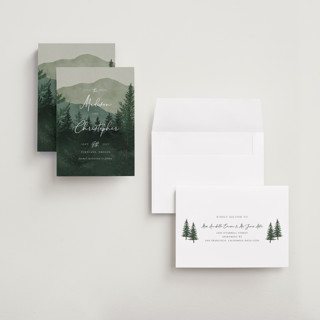 This is a jade petite save the dates with standard by Elly called the forest printing on signature in petite