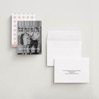 This is a quartz petite save the dates with standard by Angela Marzuki called holiday era printing on recycled smooth signature in petite