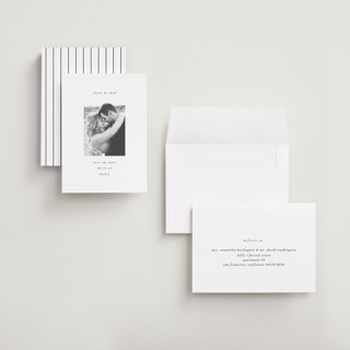 This is a snow petite save the dates with standard by AK Graphics called understated elegance printing on recycled smooth signature in petite