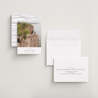 This is a snow petite save the dates with standard by Kaydi Bishop called composition printing on recycled smooth signature in petite