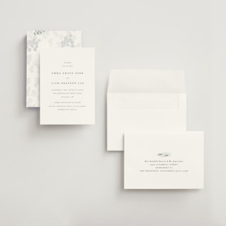 This is a classic white petite save the dates with standard by Design Lotus called a thousand years printing on signature in petite