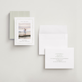 This is a ivy petite save the dates with standard by chocomocacino called cramique printing on recycled smooth signature in petite