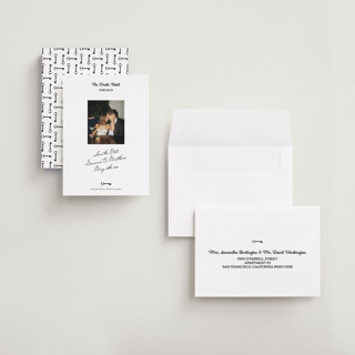 This is a ivory petite save the dates with standard by Studio Suku called hotel printing on recycled smooth signature in petite